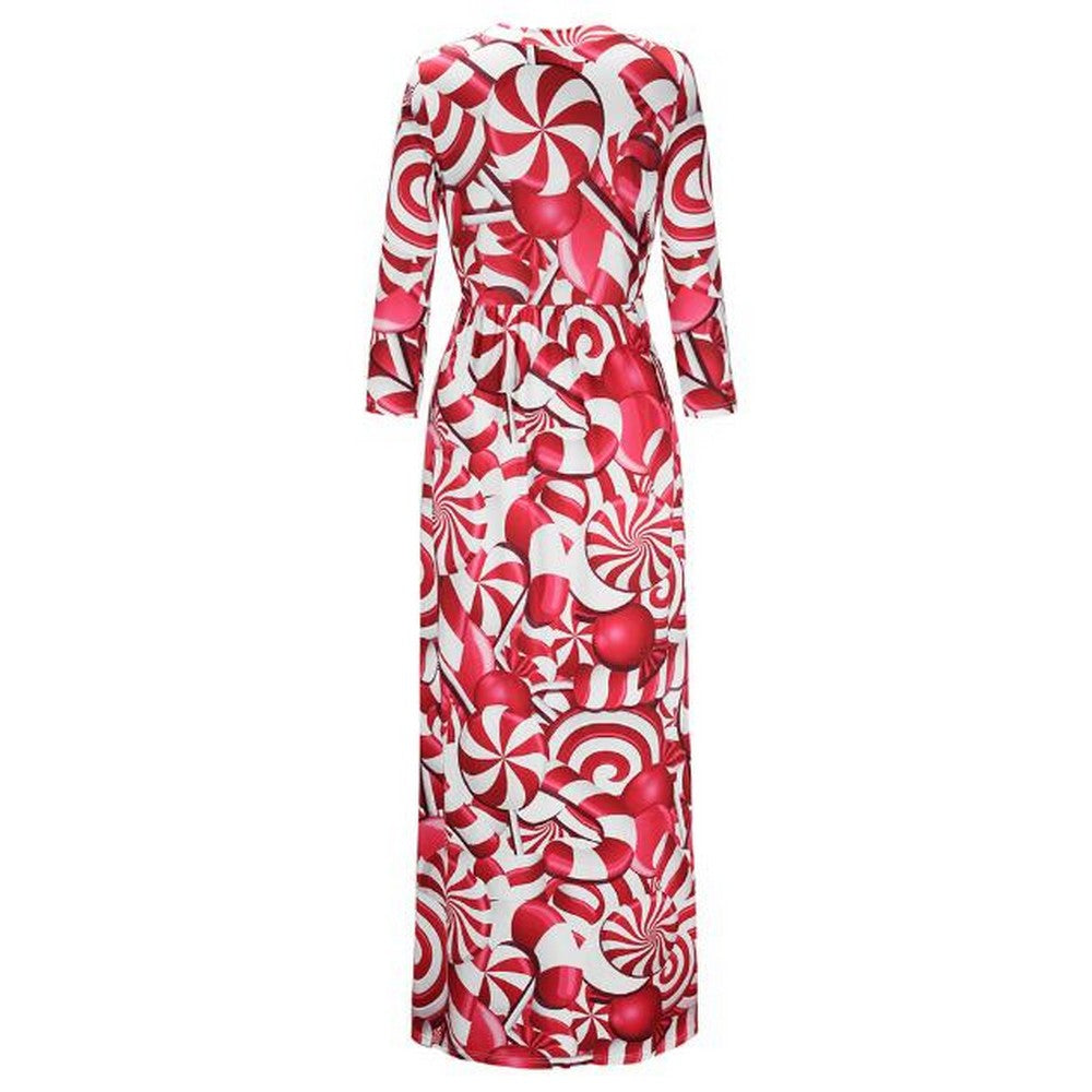 Women Printed Slim Dress Red
