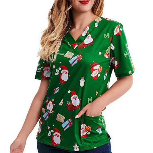 Women V Neck T Shirt Green