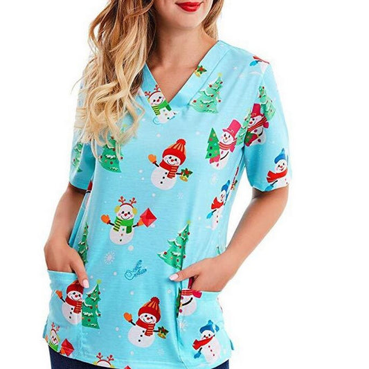 Women V Neck T Shirt Light Blue