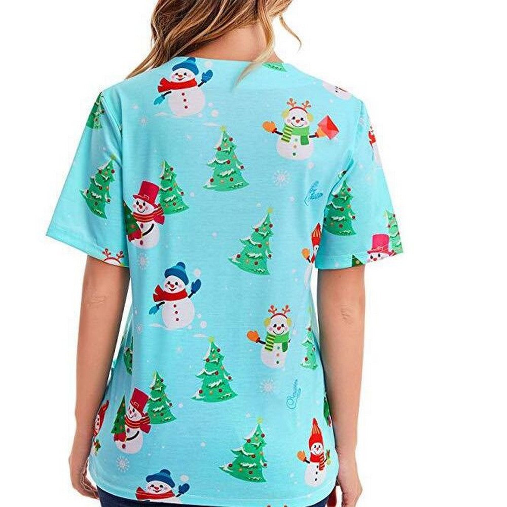 Women V Neck T Shirt Light Blue