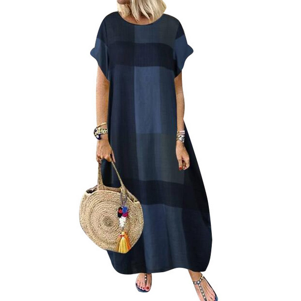 Women Plaid Round Neck Skirt