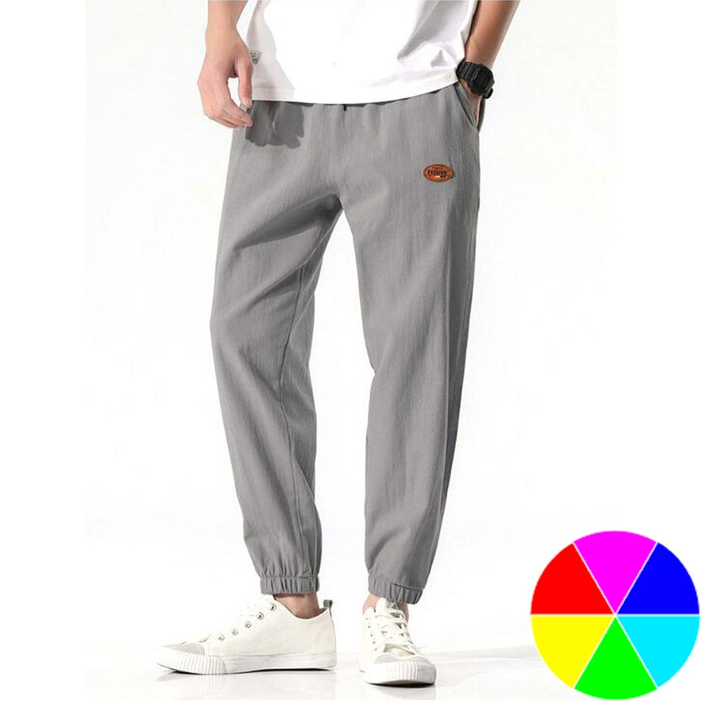 Men Solid Color Loose Casual Pants
