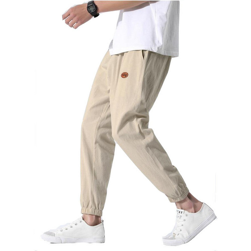 Men Solid Color Loose Casual Pants