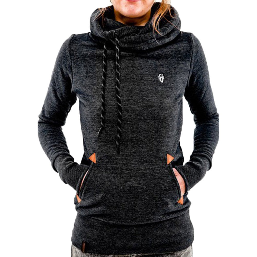 Women Long Sleeve Hoodies Sweatshirt with Pocket Black