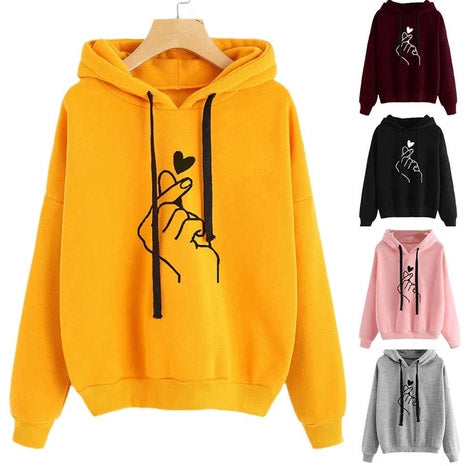 Women Casual Printed Long Sleeve Hooded Sweatshirt