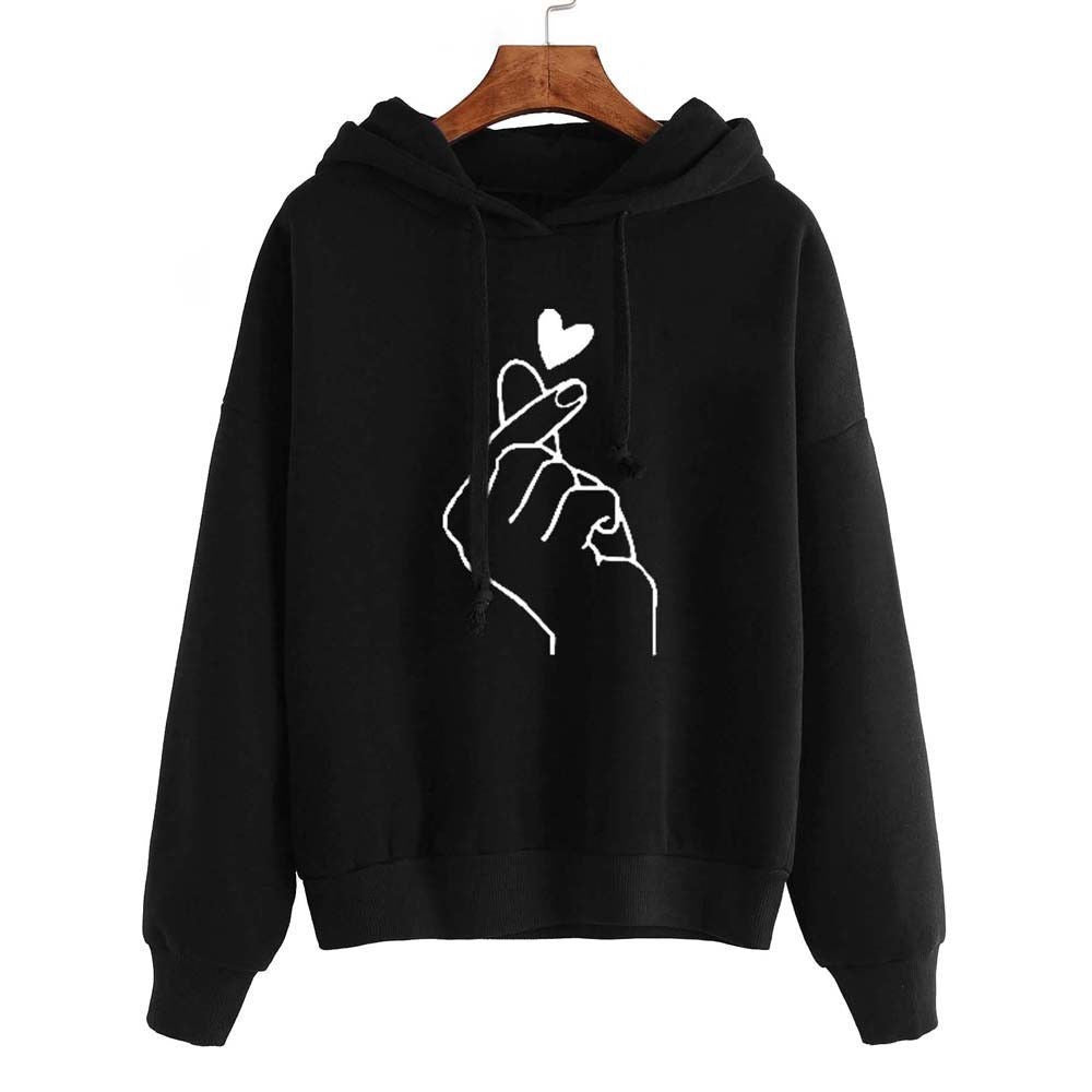 Women Casual Printed Long Sleeve Hooded Sweatshirt