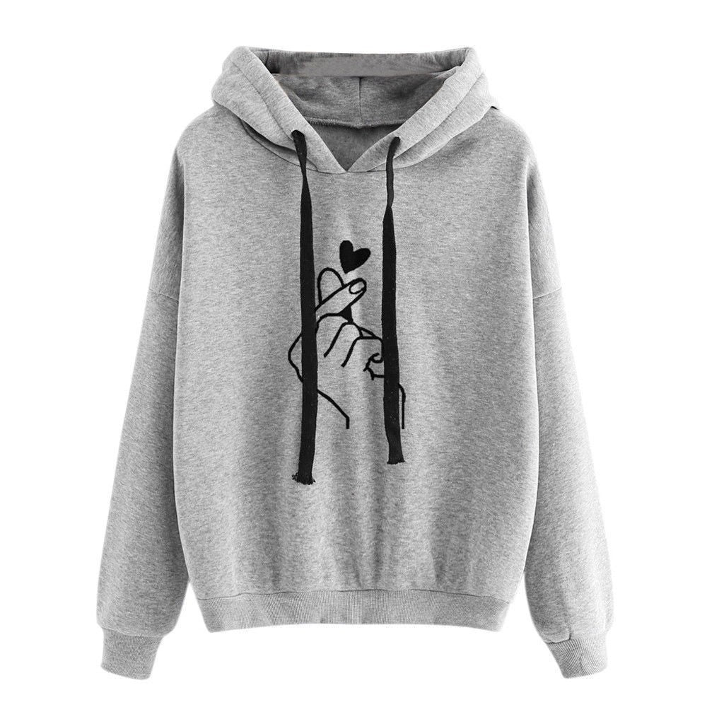Women Casual Printed Long Sleeve Hooded Sweatshirt