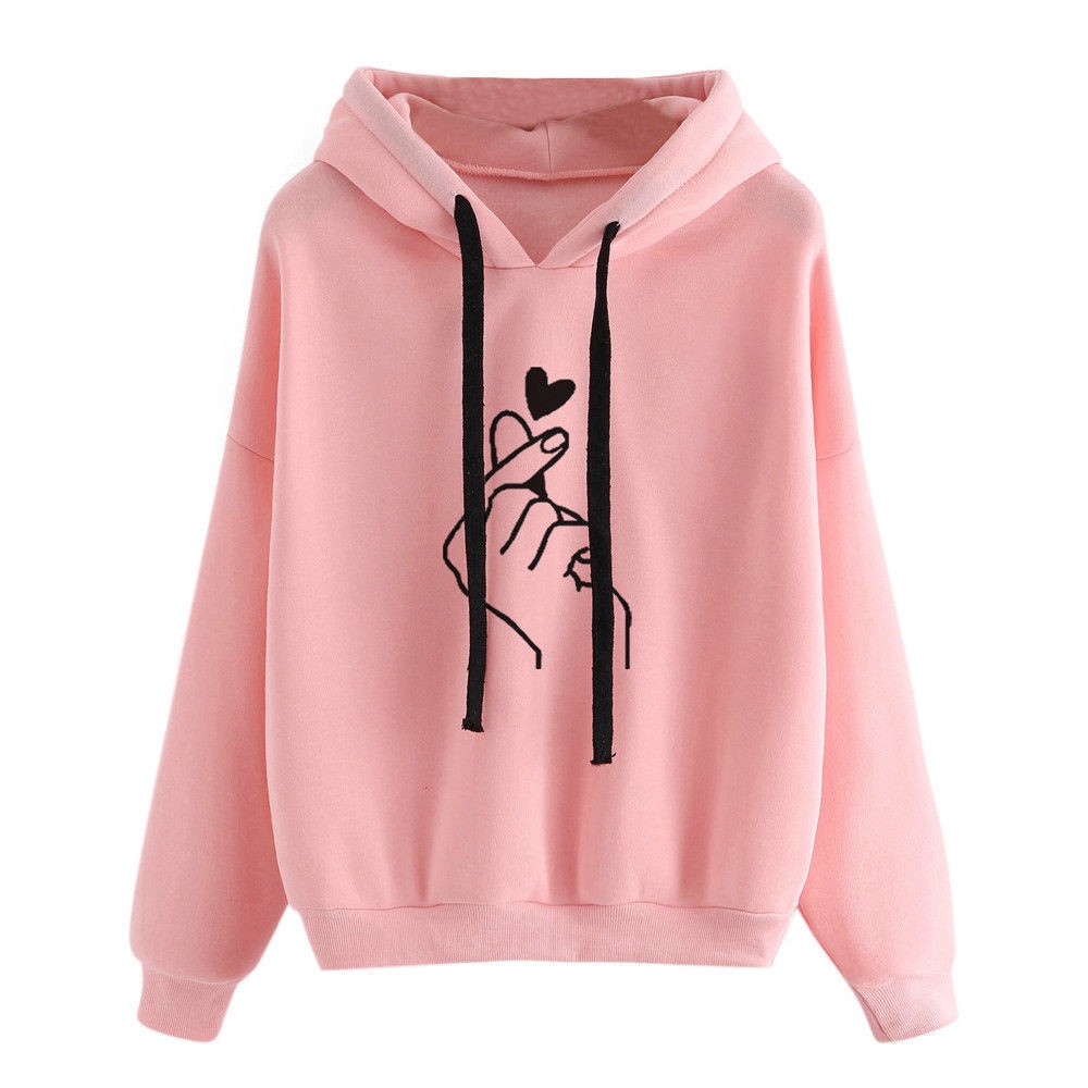Women Casual Printed Long Sleeve Hooded Sweatshirt