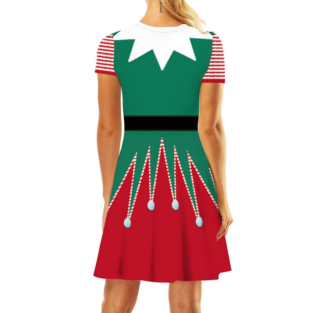 Christmas Printed Short Sleeve Dress Style 2