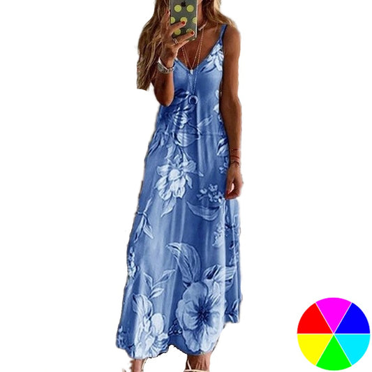 Sweet Floral Sling V-neck Dress