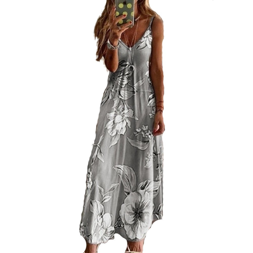 Sweet Floral Sling V-neck Dress