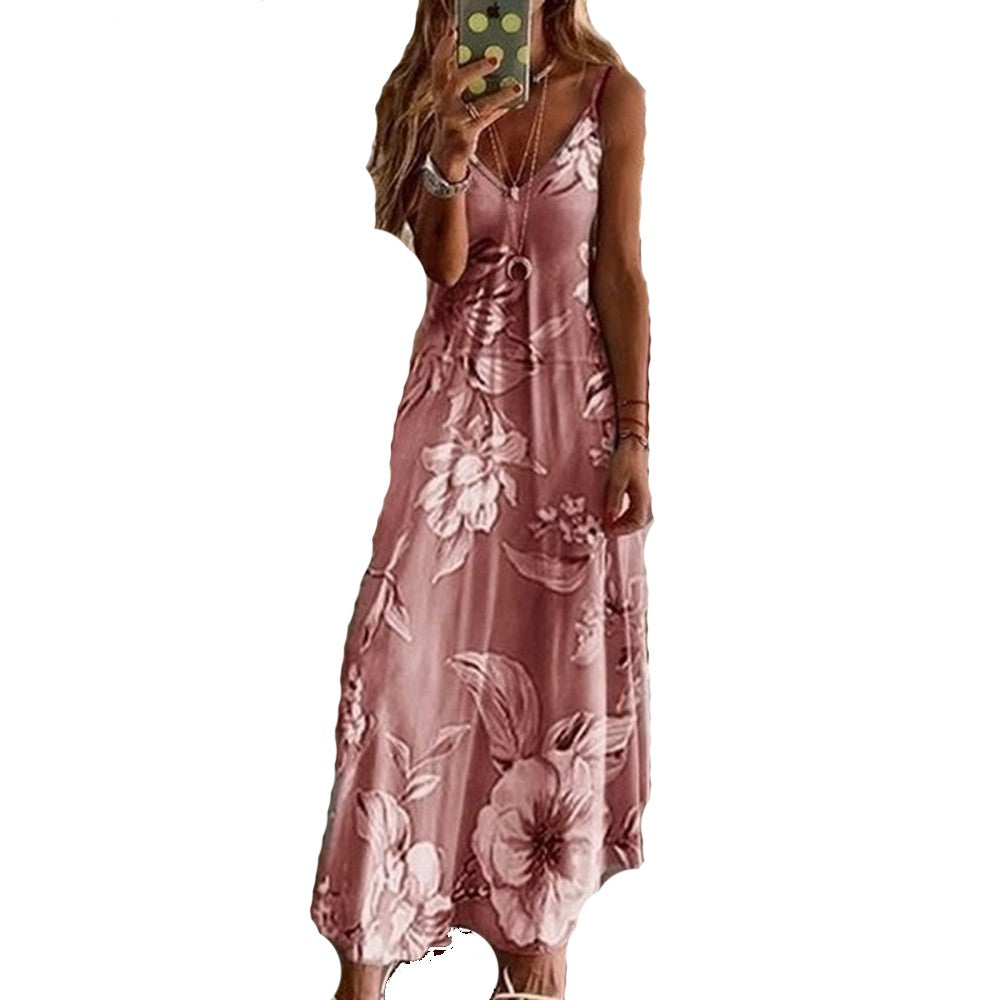 Sweet Floral Sling V-neck Dress