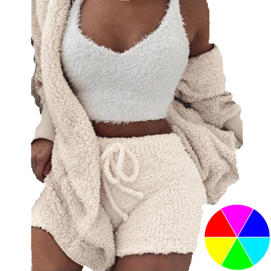 Winter Plush Casual 3 Pieces Pajamas Set