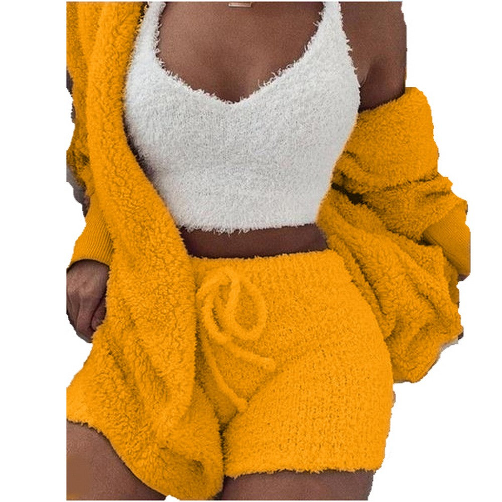 Winter Plush Casual 3 Pieces Pajamas Set