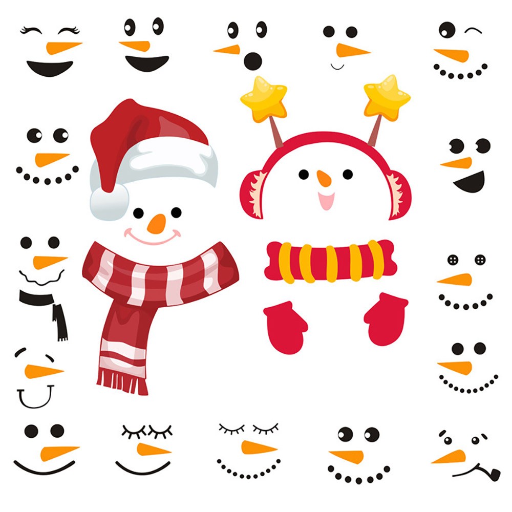 2Sets Christmas Snowman Wall Sticker Self-Adhesive