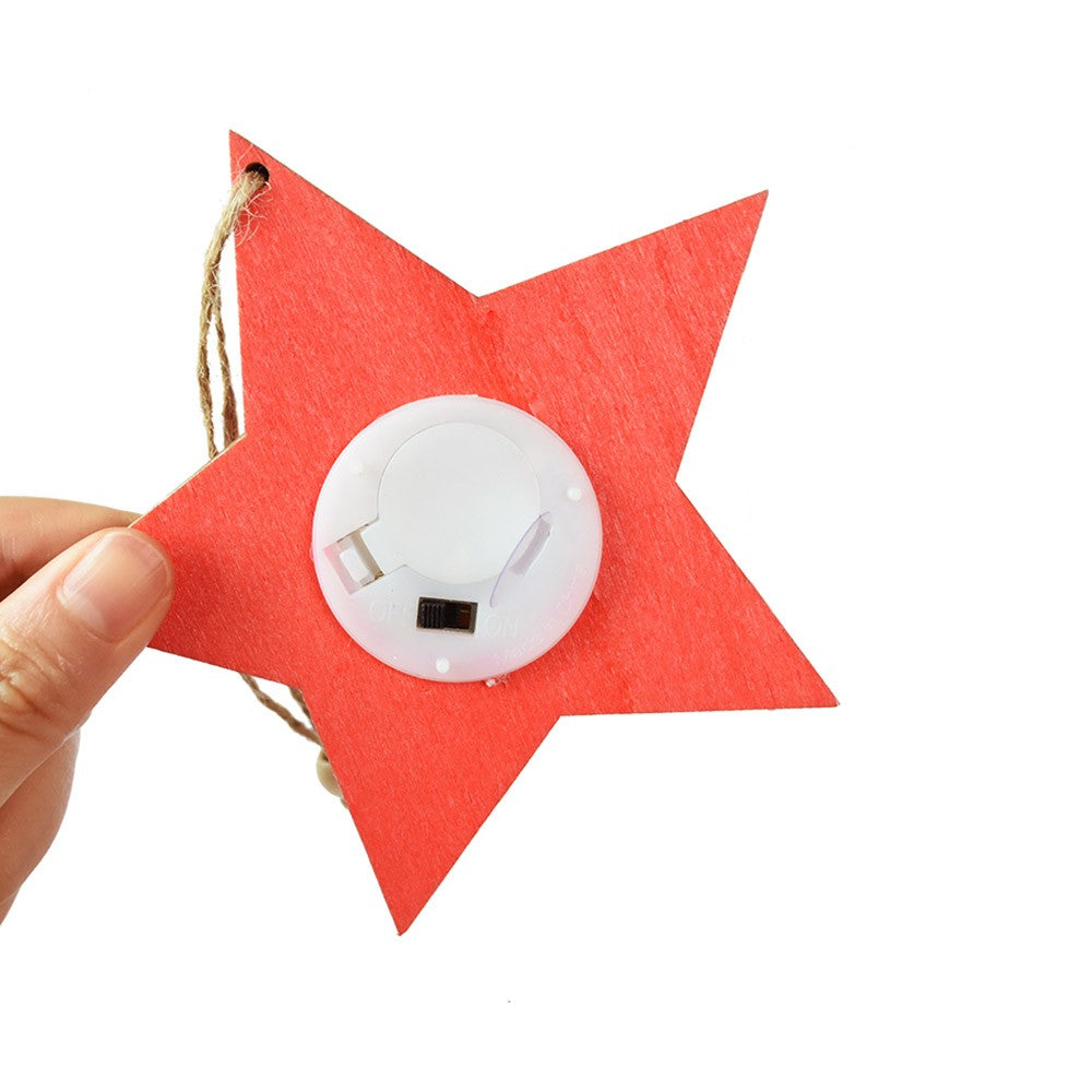 4Pcs Wood Christmas Hanging Lighting Pendants