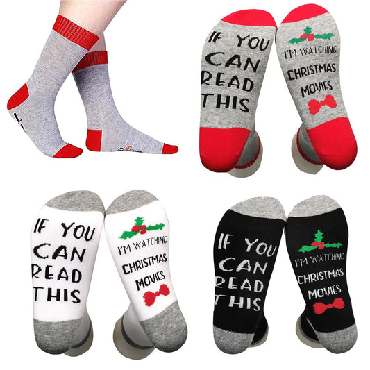 3Pairs Christmas Socks Cotton Comfortable Socks Letter Pattern