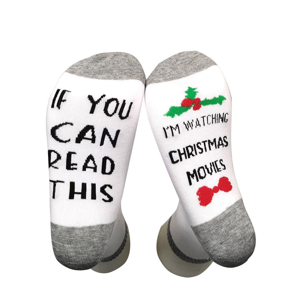 3Pairs Christmas Socks Cotton Comfortable Socks Letter Pattern