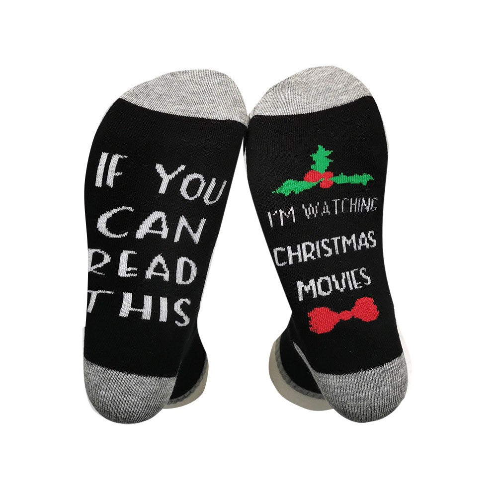 3Pairs Christmas Socks Cotton Comfortable Socks Letter Pattern