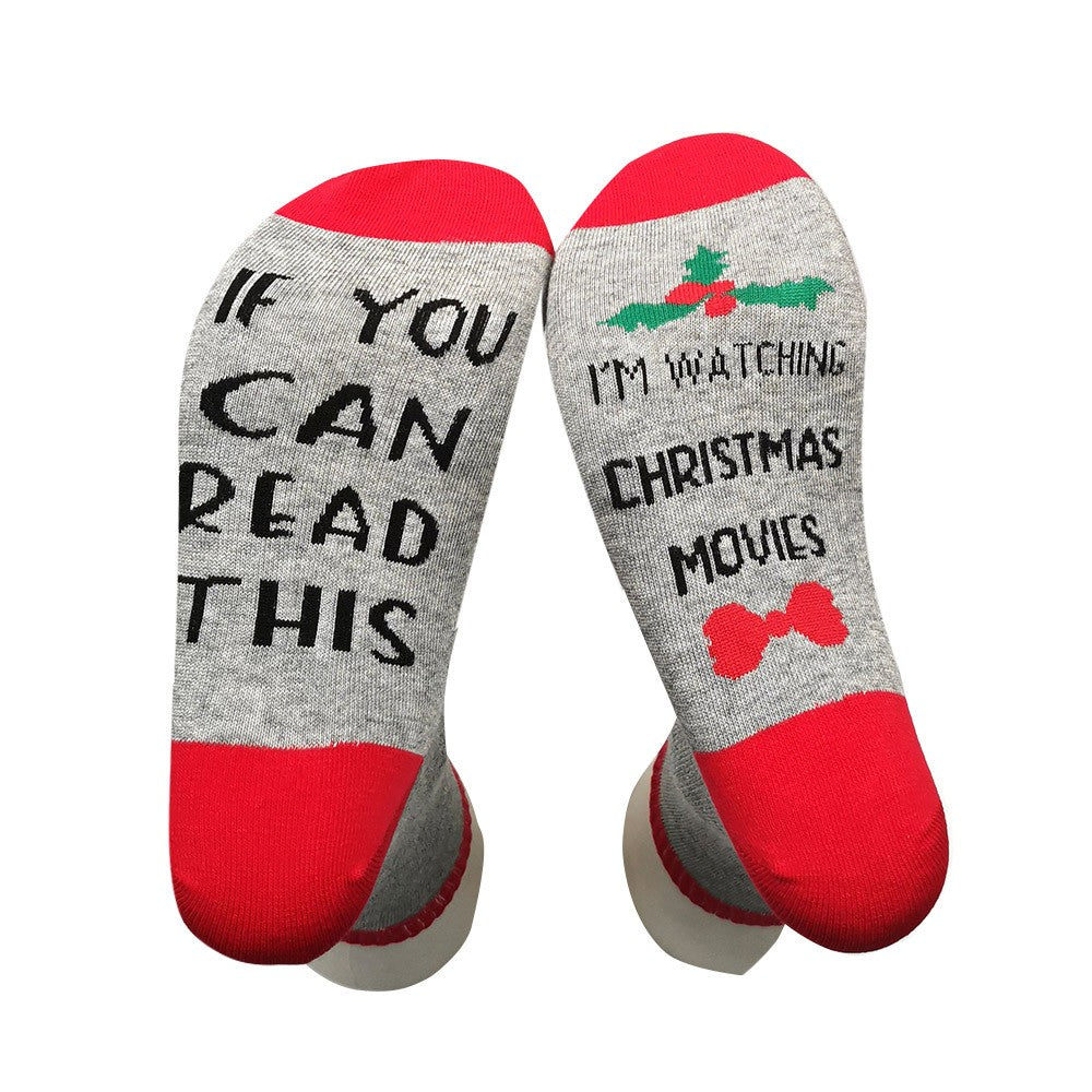 3Pairs Christmas Socks Cotton Comfortable Socks Letter Pattern