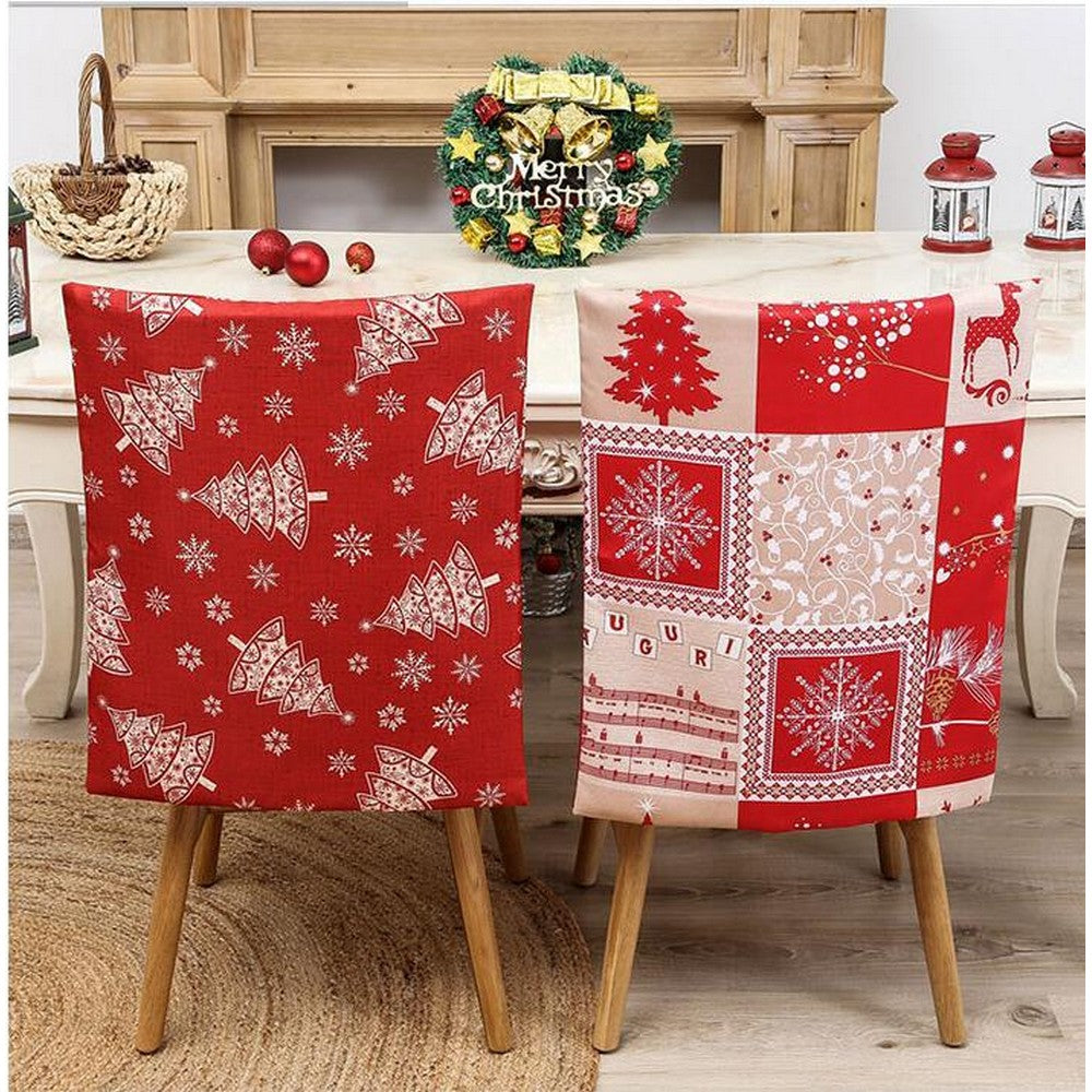 2Pcs Christmas Chair Back Covers Cute Pattern