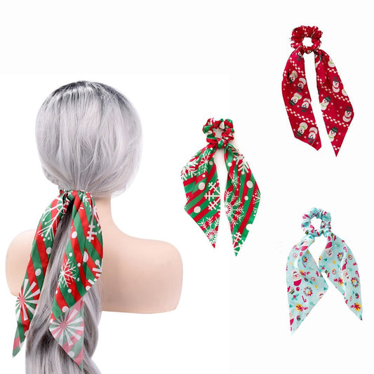 3Pcs Large Intestine Circle Streamer Ponytail Holder Hair Accessories for Girls and Women