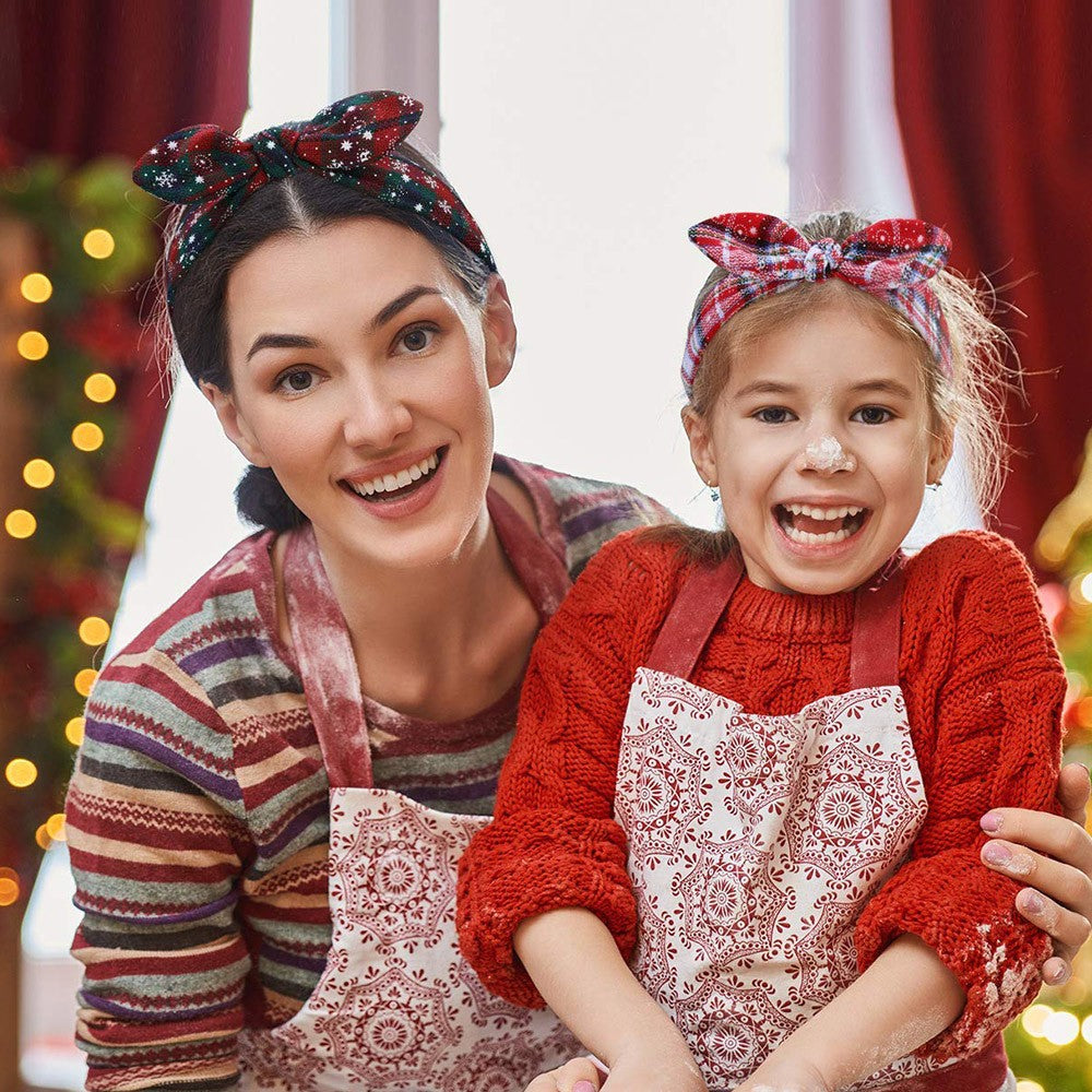 3Pcs Christmas Headband Elastic Bow Knot Hair Bands