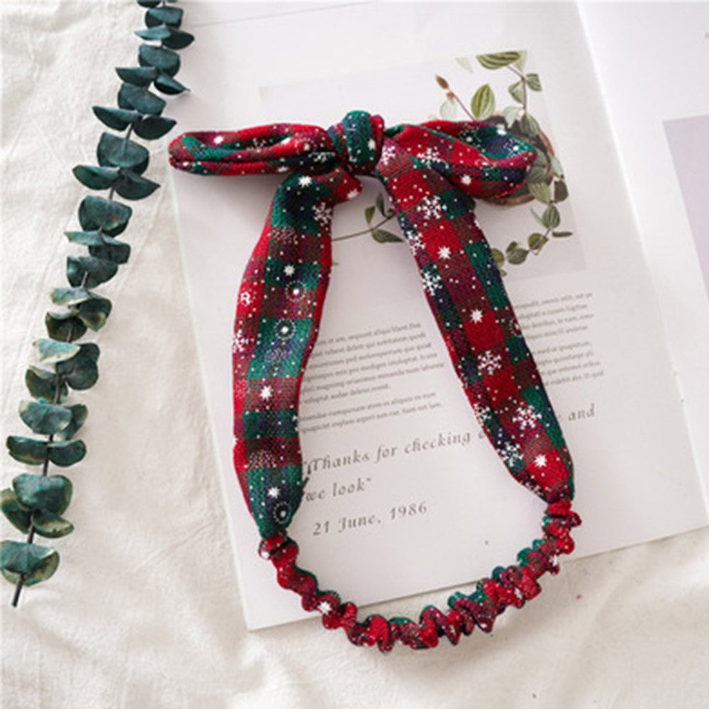 3Pcs Christmas Headband Elastic Bow Knot Hair Bands