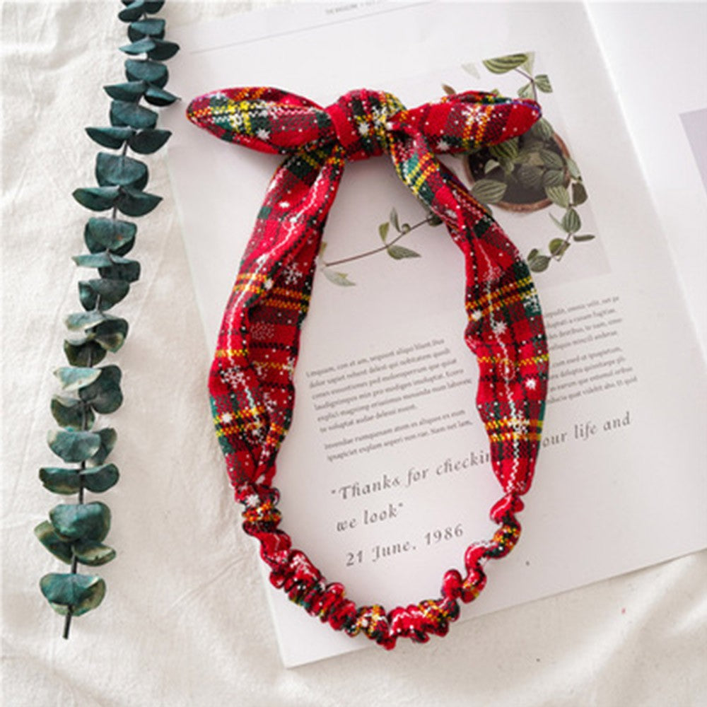 3Pcs Christmas Headband Elastic Bow Knot Hair Bands