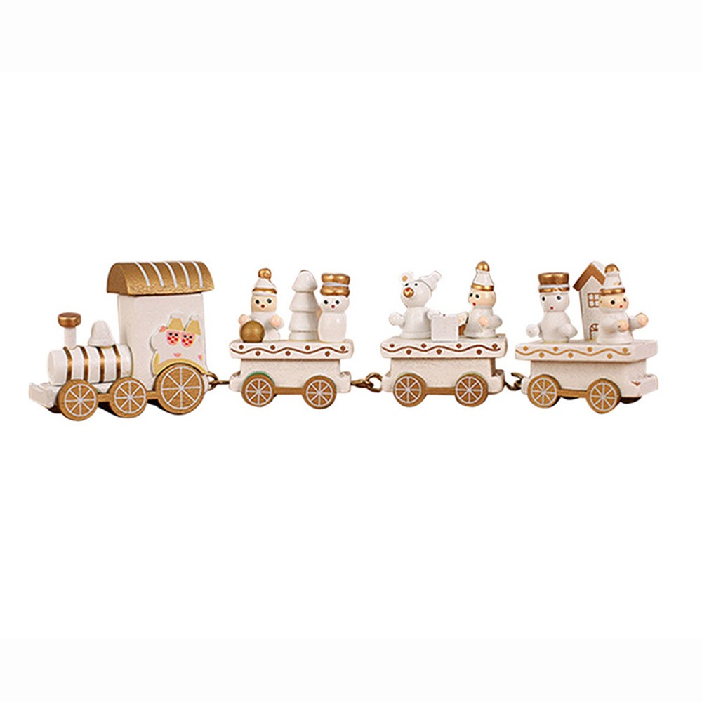 3Pcs Christmas Wooden Train Ornament Christmas Decoration