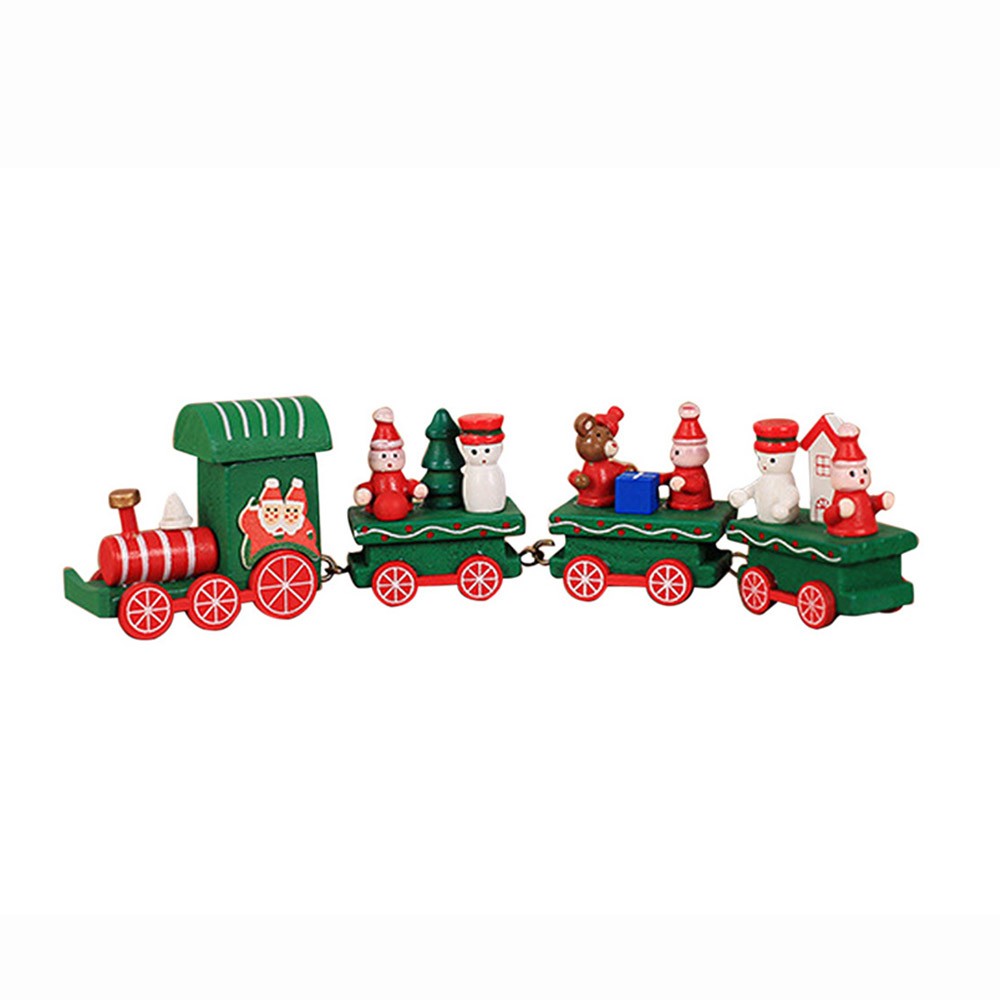 3Pcs Christmas Wooden Train Ornament Christmas Decoration