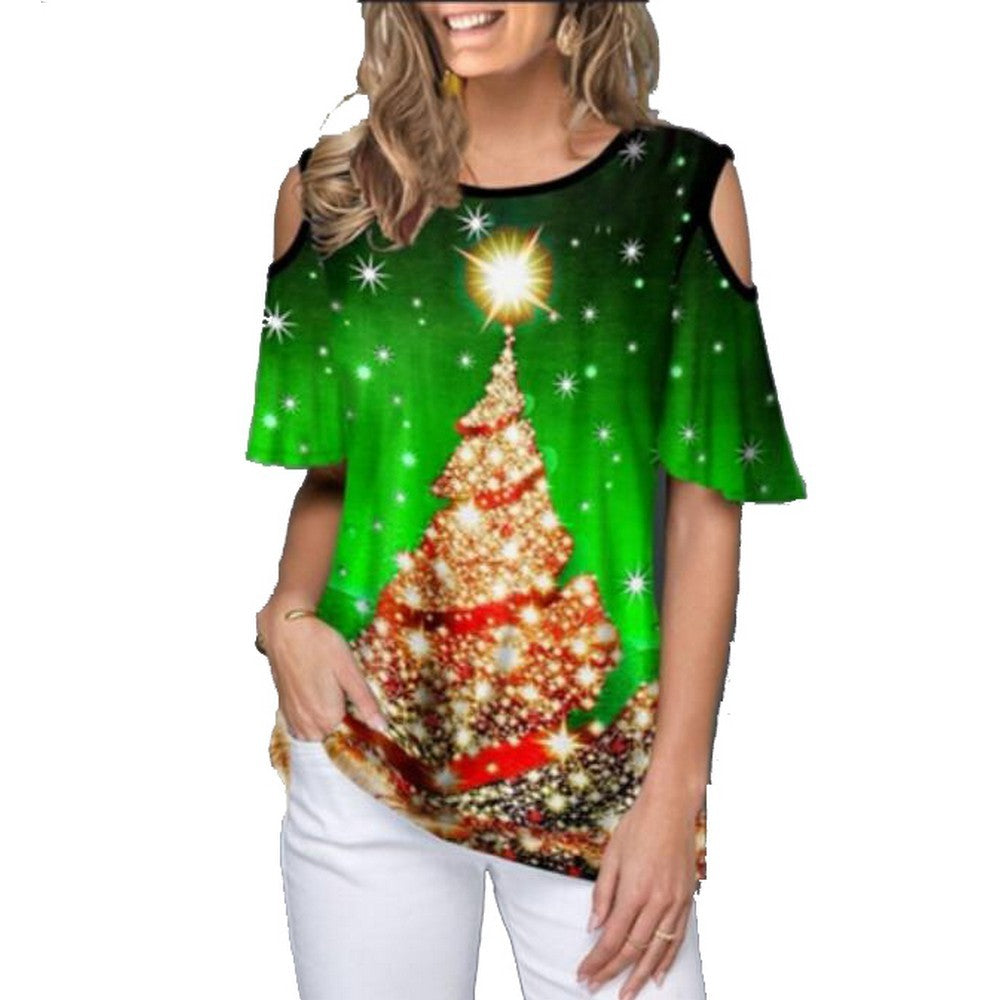 Womens Christmas Tree Print T-Shirt