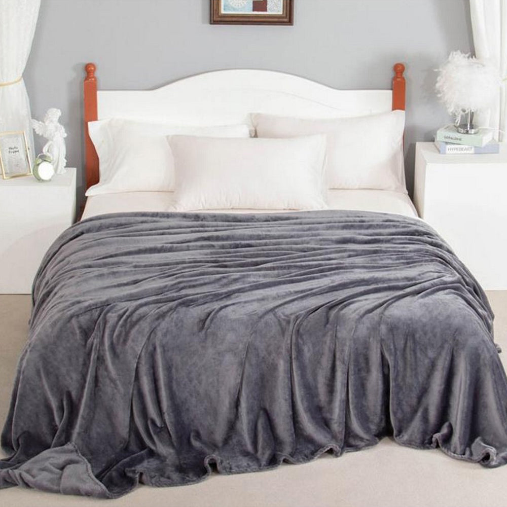 220x240cm Dark Grey Blanket Plush Blanket Faux Fur Throws Blanket