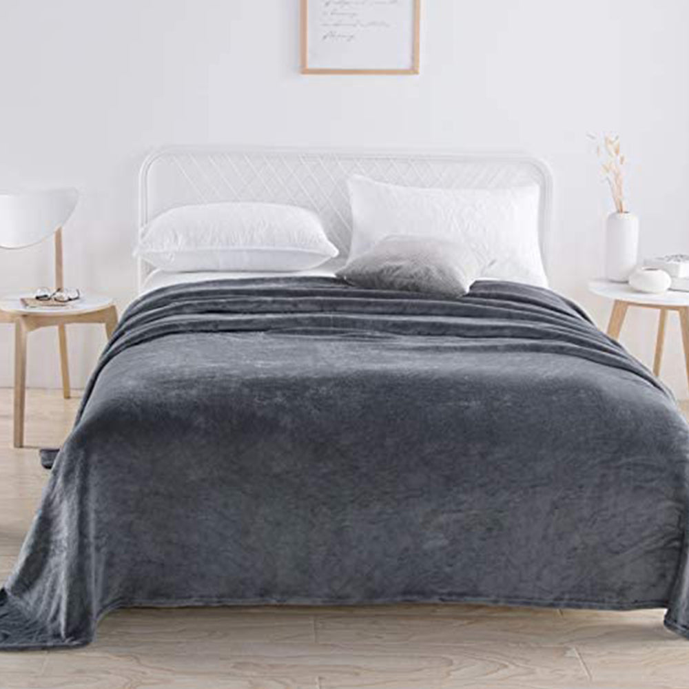 220x240cm Dark Grey Blanket Plush Blanket Faux Fur Throws Blanket
