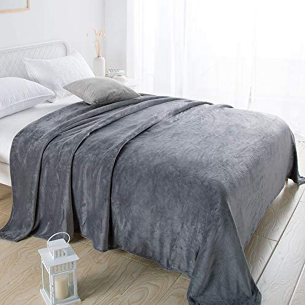 220x240cm Dark Grey Blanket Plush Blanket Faux Fur Throws Blanket