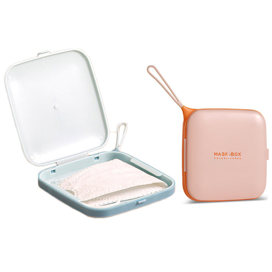4X Mask Case Portable Square Face Mask Storage Box Face Cover Box Blue Orange