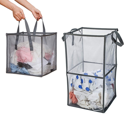 2X Grey Laundry Hampers Bathroom Laundry Basket Laundry Bag Clothes Bin Toy Bin