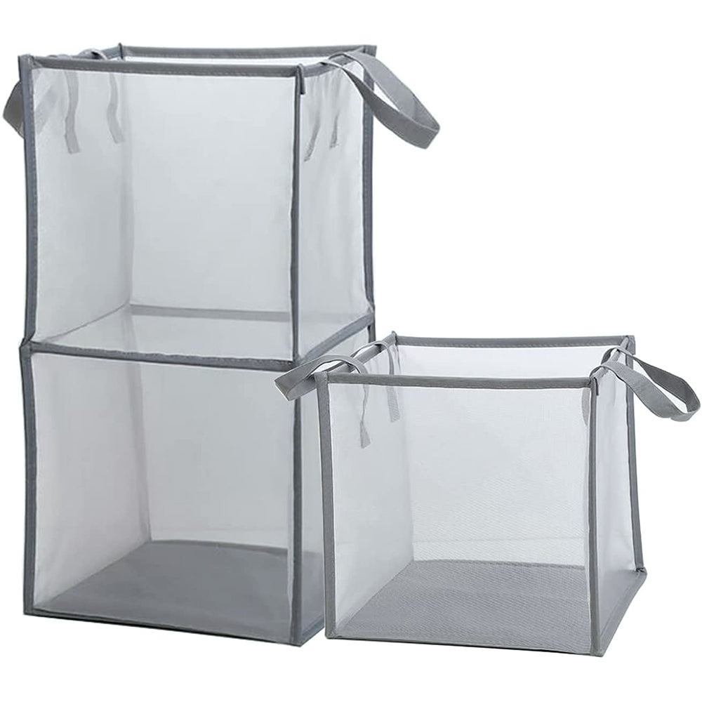 2X Grey Laundry Hampers Bathroom Laundry Basket Laundry Bag Clothes Bin Toy Bin