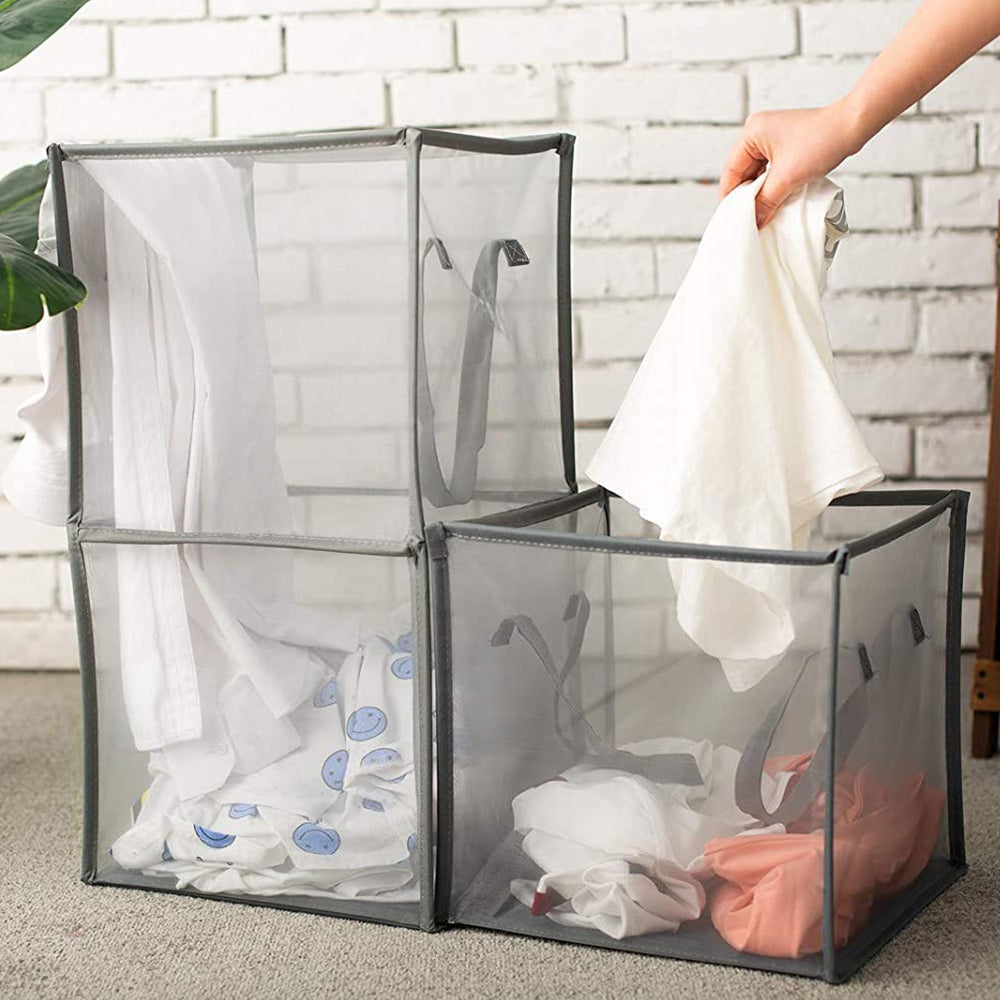 2X Grey Laundry Hampers Bathroom Laundry Basket Laundry Bag Clothes Bin Toy Bin