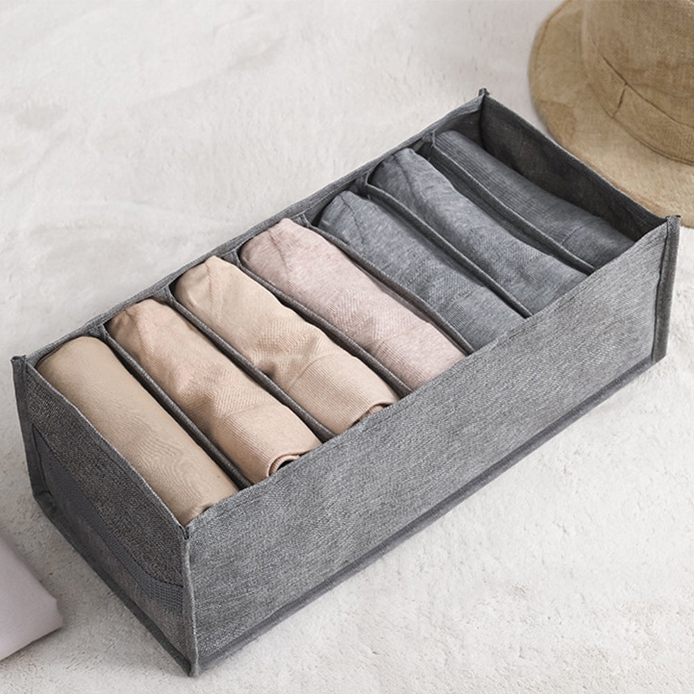 3Pcs Clothes Storage Box Multi Compartments Bra Underwear Jeans Organizers Grey
