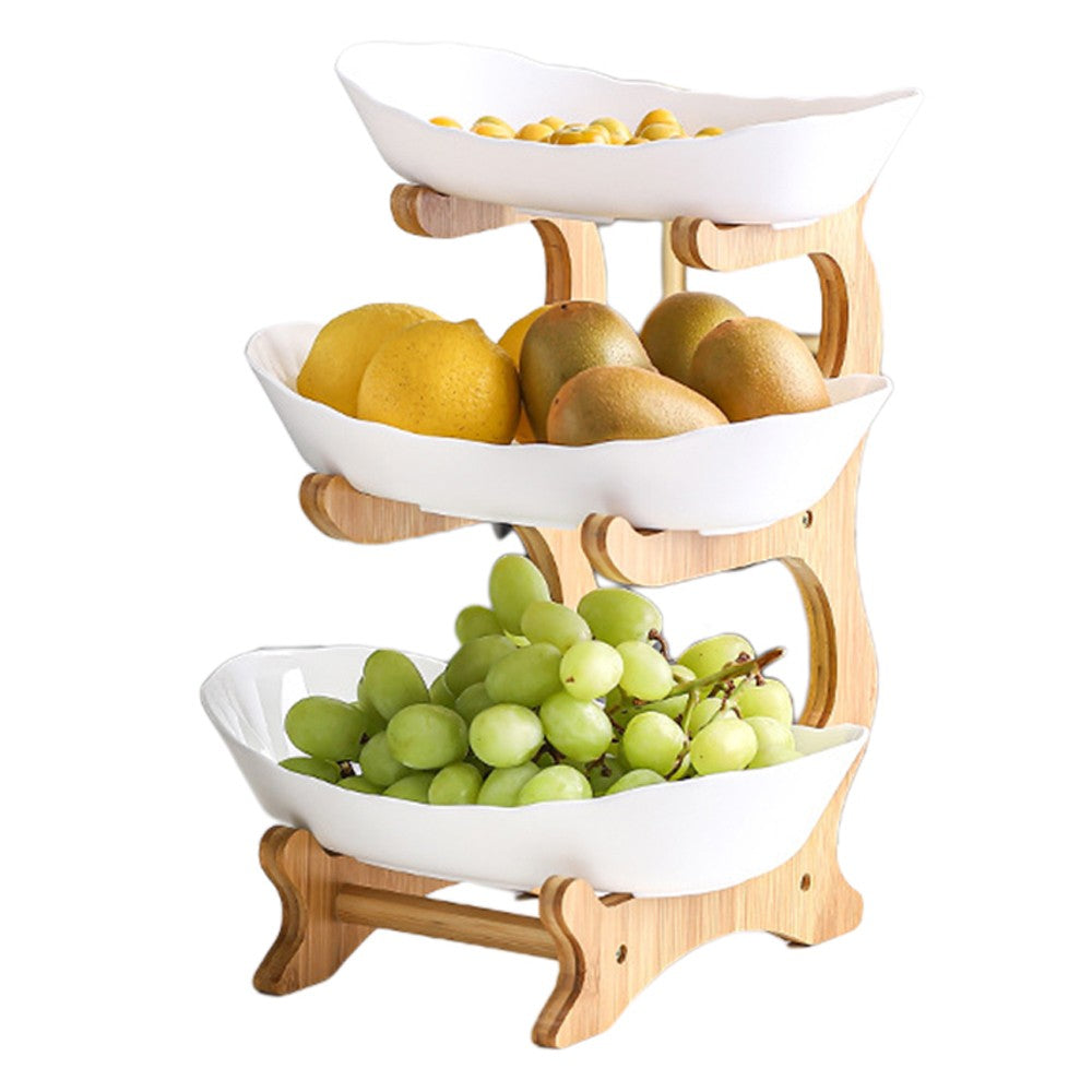 3 Tiers Plastic Fruit Plate with Frame Holder White