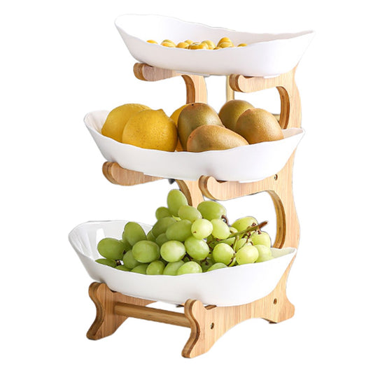 3 Tiers Plastic Fruit Plate with Frame Holder White