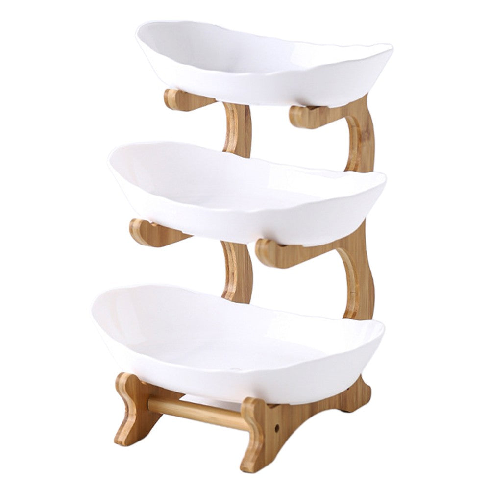 3 Tiers Plastic Fruit Plate with Frame Holder White