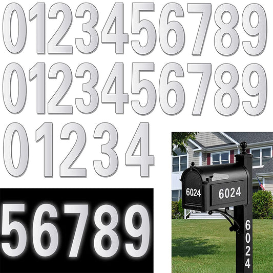 9 Sets Silver Reflective Mailbox Numbers Sticker Door Garbage Bin Address Number