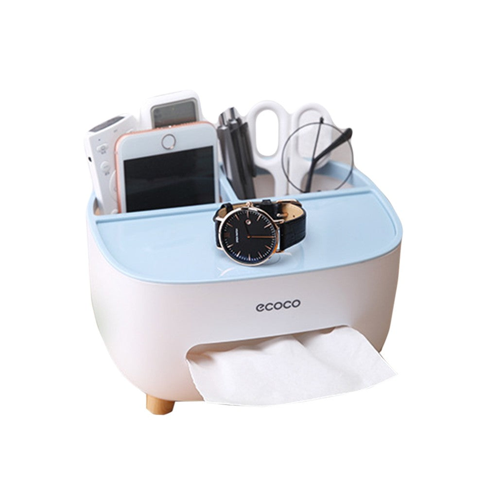 Multifunction Tissue Box Cover Table Napkin Paper Case for Bathroom Blue