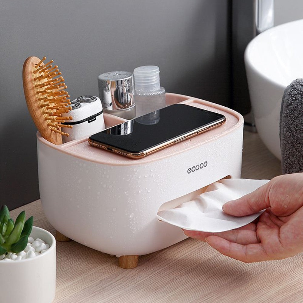Multifunction Tissue Box Cover Table Napkin Paper Case for Bathroom Pink