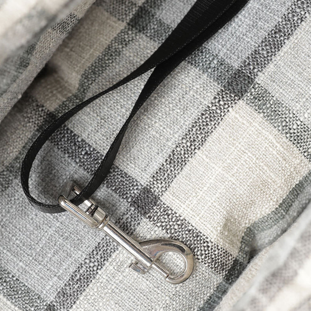 Pet Car Booster Seat with Handle White Grid