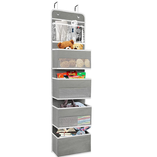 5 Layer Over The Door Hanging Bag Wall Mounted Storage Bag Organizer Grey