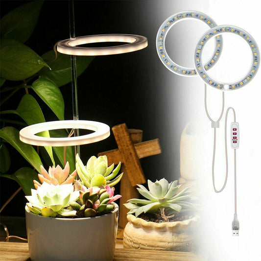 Dual Heads Plant Growing Ring Lamp LED Grow Light Warm White