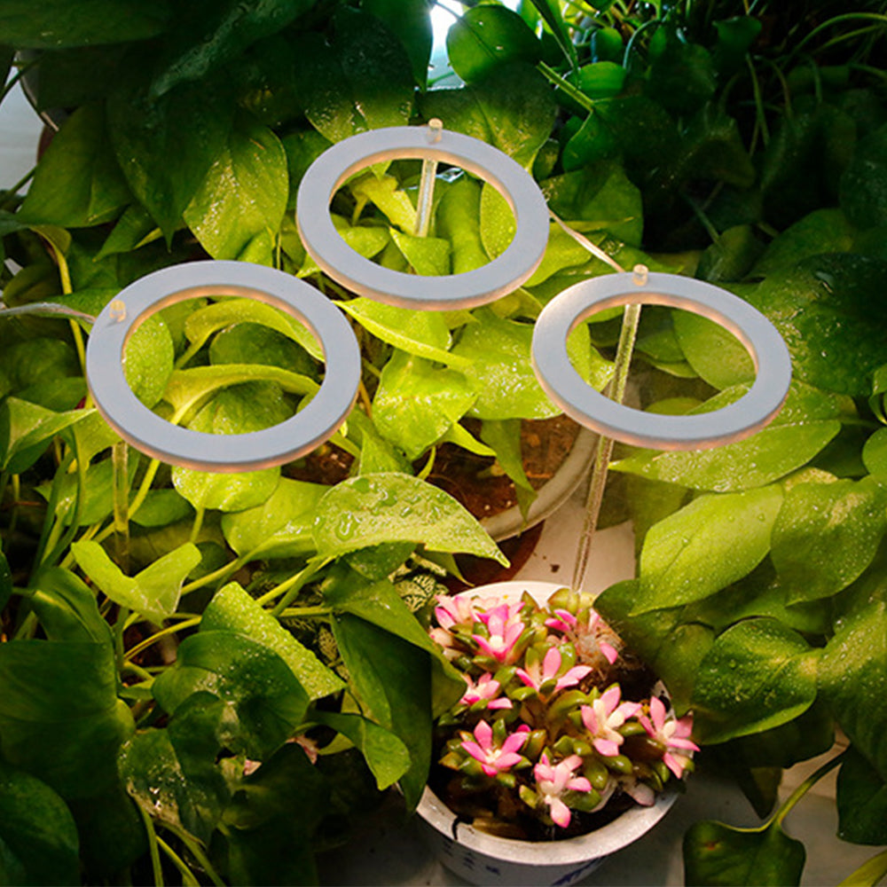 Three Heads Plant Growing Ring Lamp LED Grow Light Warm White